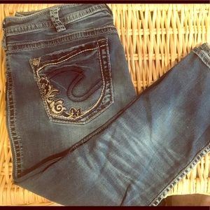 Silver jean capris